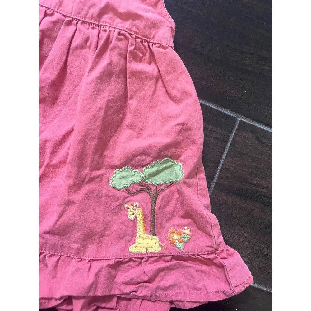 Gymboree Baby Girls Pink Giraffe Embroidered Halter Ruffle Dress 3-6 Months